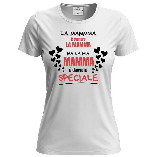 T-shirt mezza manica Donna "MAMMA SPECIALE" – Idea Regalo festa mamma dono madri M Bianco